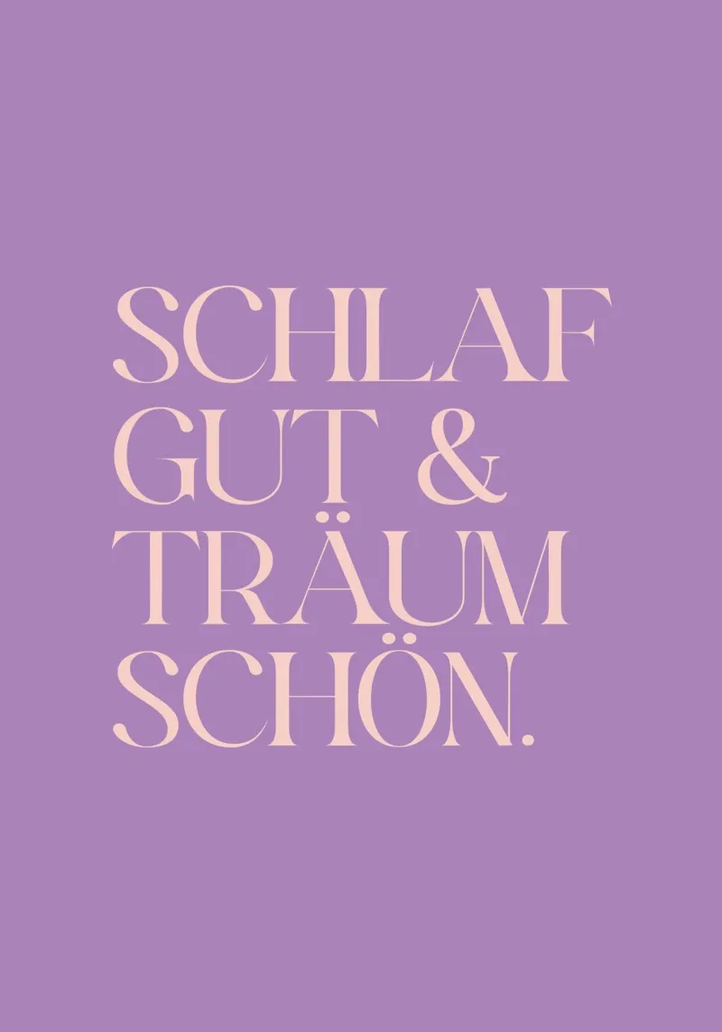 Schlaf gut & träum schön lila acrylic glass by BAINAI QUOTES