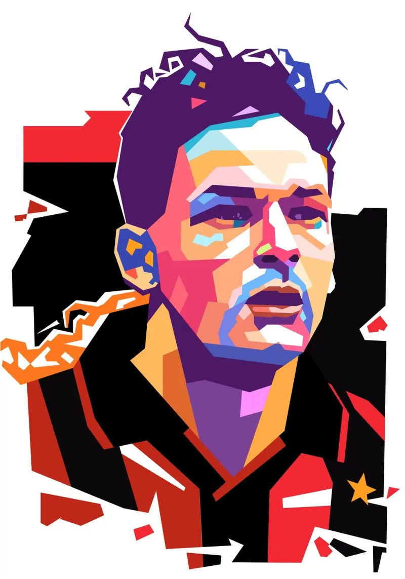 Roberto Baggio pop art portrait pellicola backlit da Hantamrata