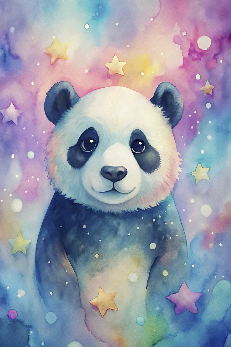Orso panda in acquerello pellicola backlit da ARTVI-SHOP