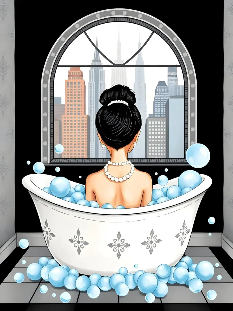 Audrey Hepburn In Bath canvas by COLLEEN CRAFTS