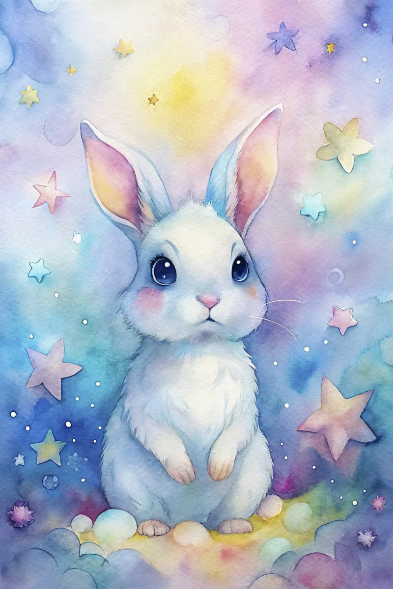 Coniglio ad acquerello poster con telaio in alluminio da 🎁 ARTVI-SHOP