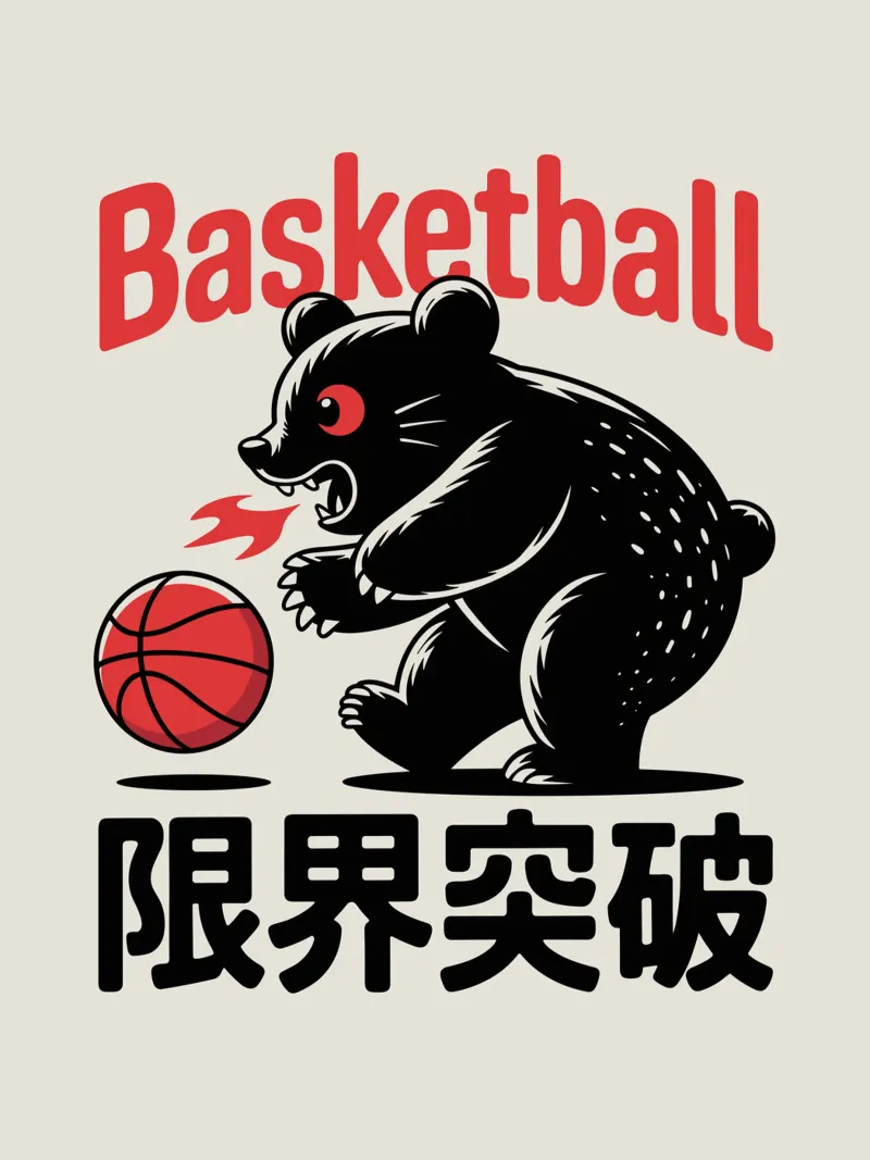 Orso da basket Design grafico giapponese - Limit Break Kanji poster da GameDay Studio