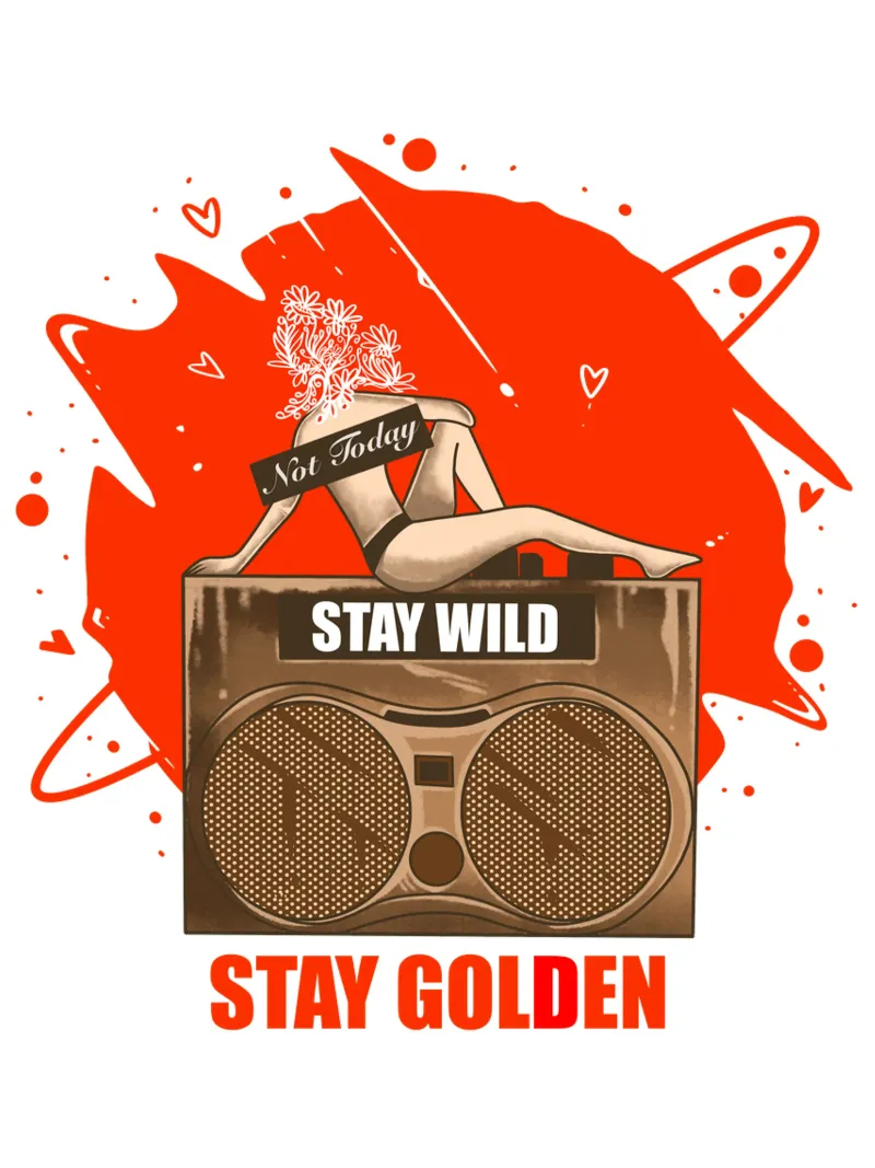 Summer Vibes-Stay Wild, Stay Golden Poster mit Aluminium Rahmen von Gift For You