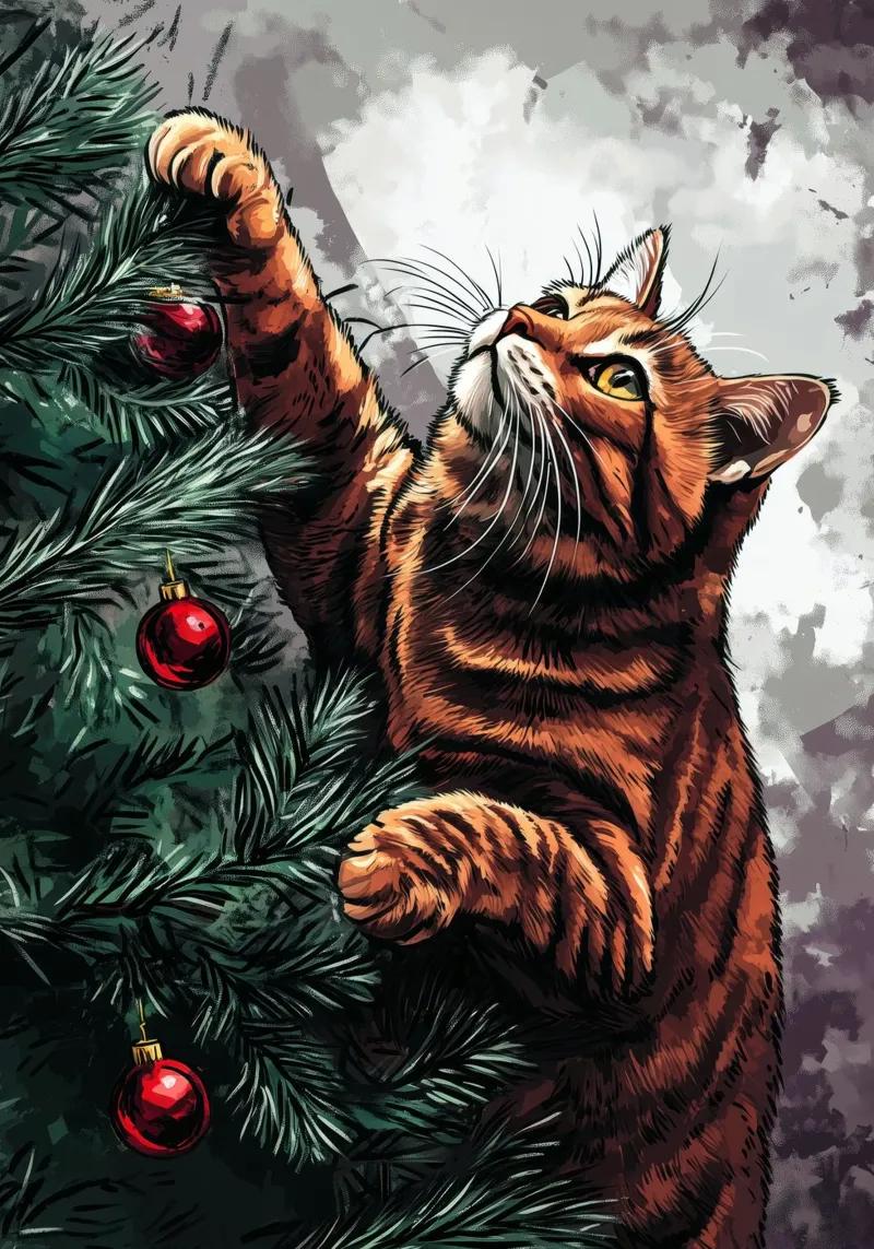 I gatti amano l'albero di Natale 4 pellicola backlit da Justyna Jaszke JBJart