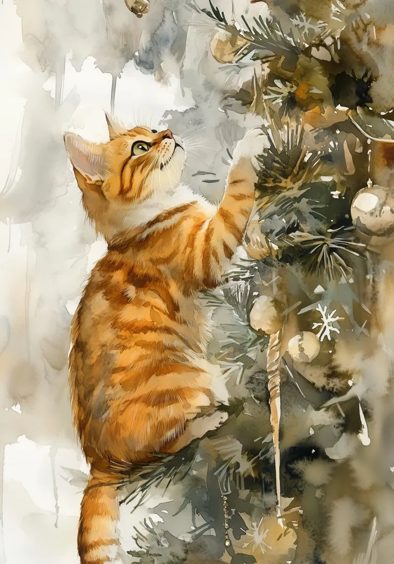 I gatti amano l'albero di Natale 6 pellicola backlit da Justyna Jaszke JBJart
