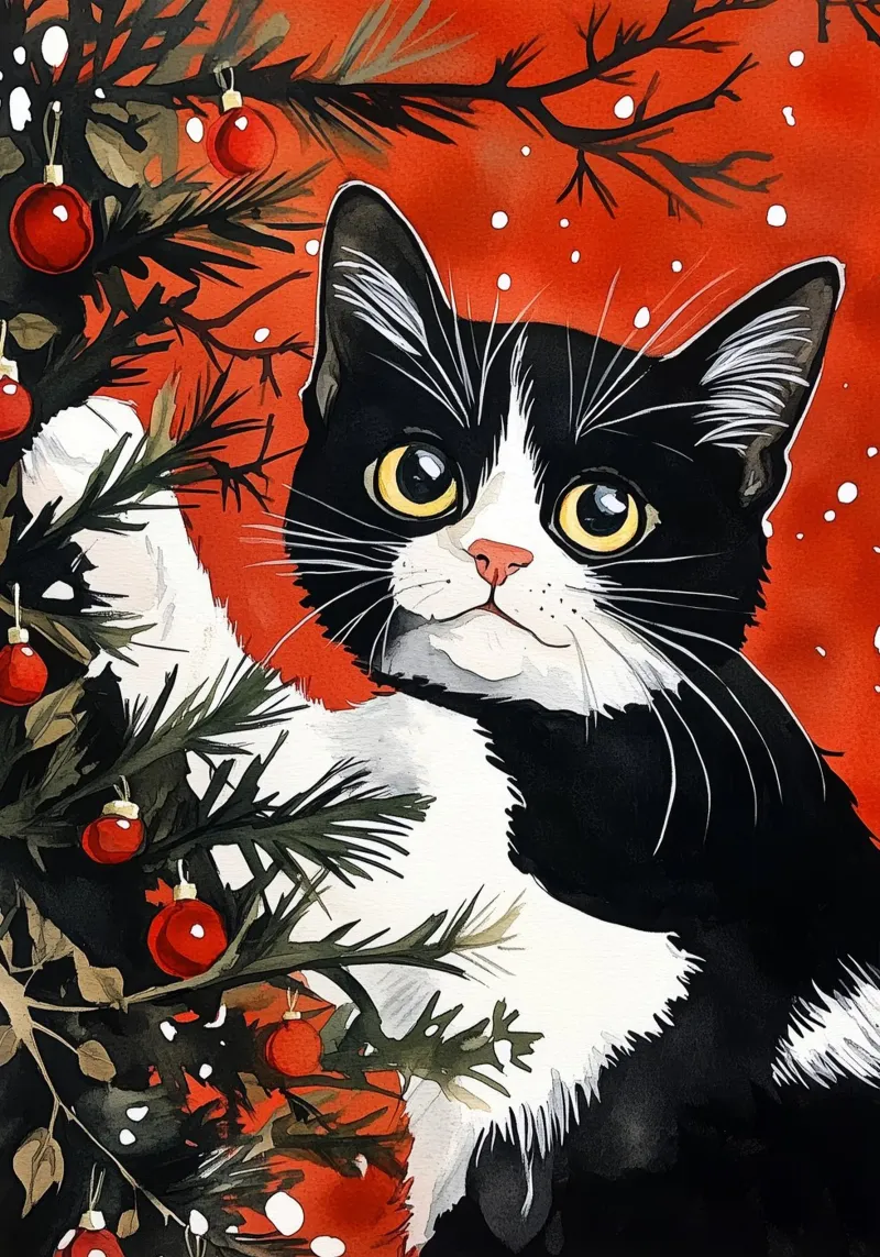 I gatti amano l'albero di Natale 8 pellicola backlit da Justyna Jaszke JBJart