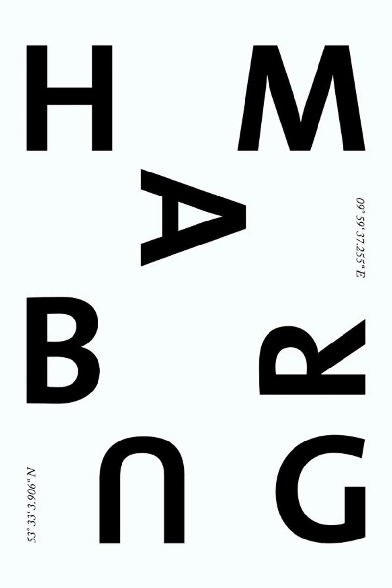 Cities - Hamburg poster con marco de madera de typealive