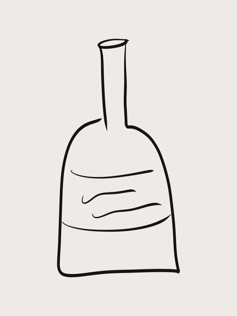 Bottiglia per bevande organica minimalista in linea nera e crema poster con telaio in alluminio da This Wild Soul - Illustration