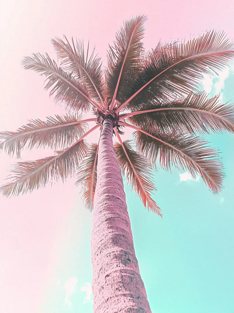 Pastellfarbene Palme Vibes Hahnemühle von Carinaprint