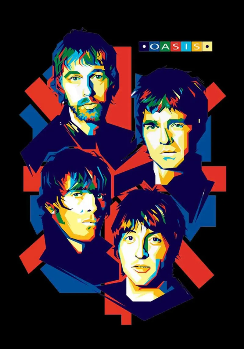 Oasis Band Pop art poster con telaio in alluminio da avissta