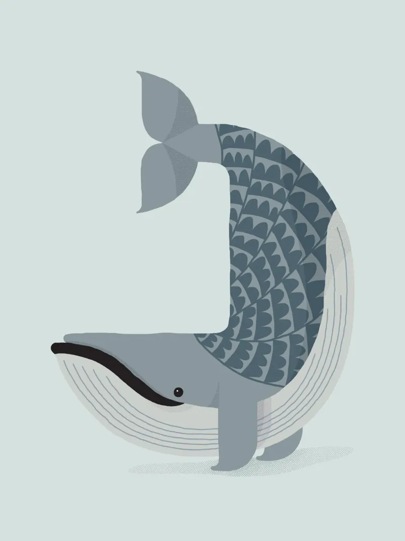 Balenottera azzurra stravagante poster da The Printed Sparrow