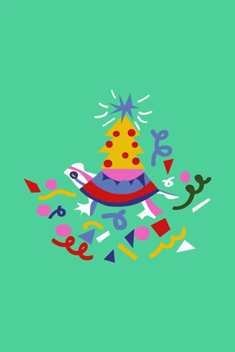 Turtle on Christmas poster by Mariery Young
