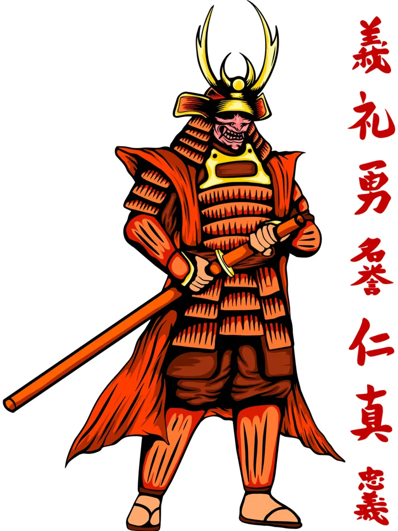 Arte giapponese dei samurai poster con telaio in plastica da nirwanaart
