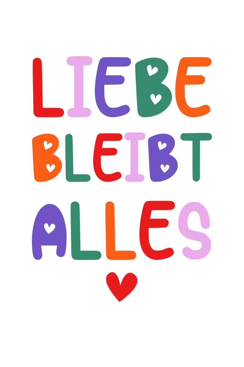 LIEBE BLEIBT ALLES poster con telaio in legno da maramirage