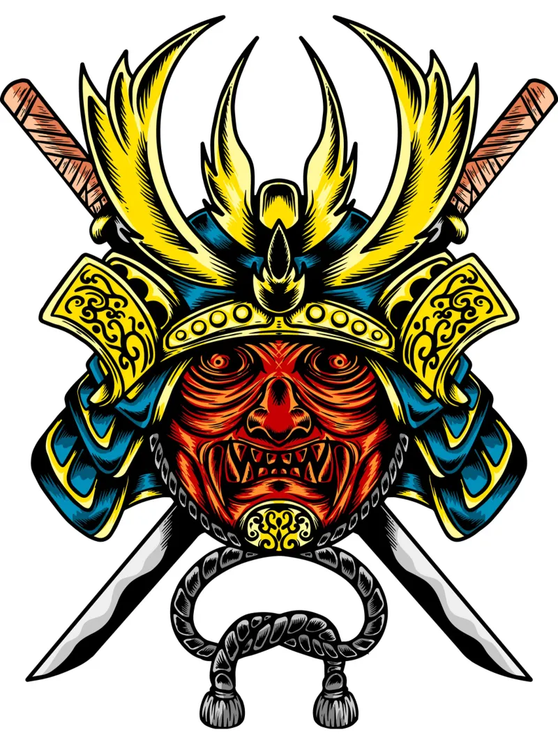 Maschera di samurai giapponese Vector Art Design pellicola backlit da nirwanaart