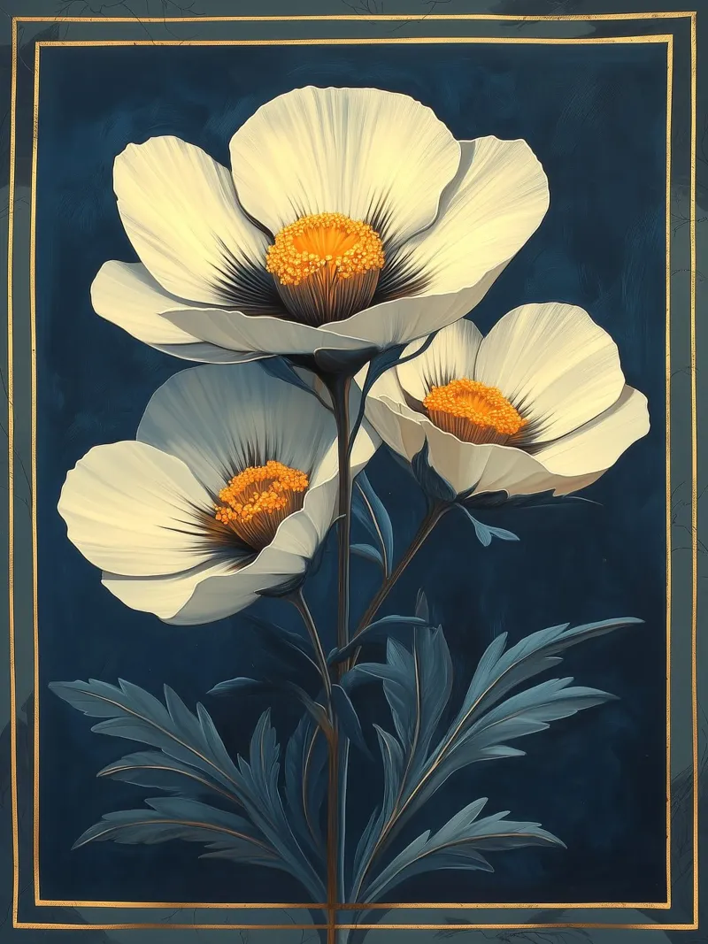 Peinture vintage de fleurs poster avec cadre en aluminium de Little Things
