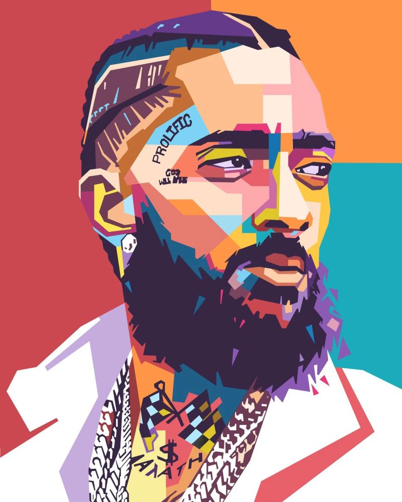 Ritratto pop art di Nipsey Hussle poster da Hantamrata
