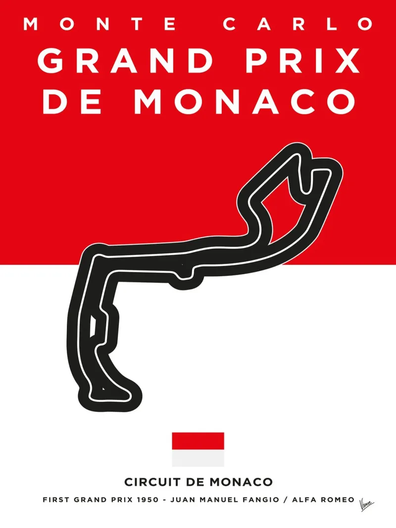 1950 F1 MONACO Race Track pellicola backlit da Formula Art