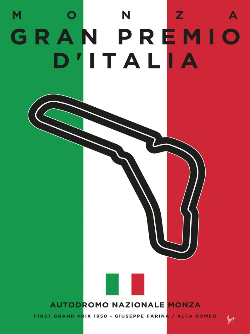 1950 F1 MONZA Race Track carta hahnemühle da Formula Art