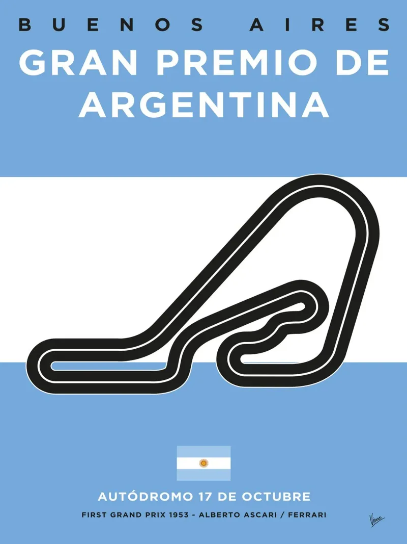 1953 F1 Buenos Aires Race Track alluminio dibond da Formula Art