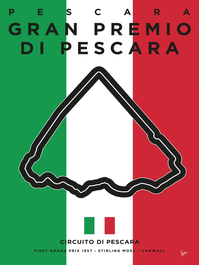 1957 F1 Pescara Race Track pellicola backlit da Formula Art