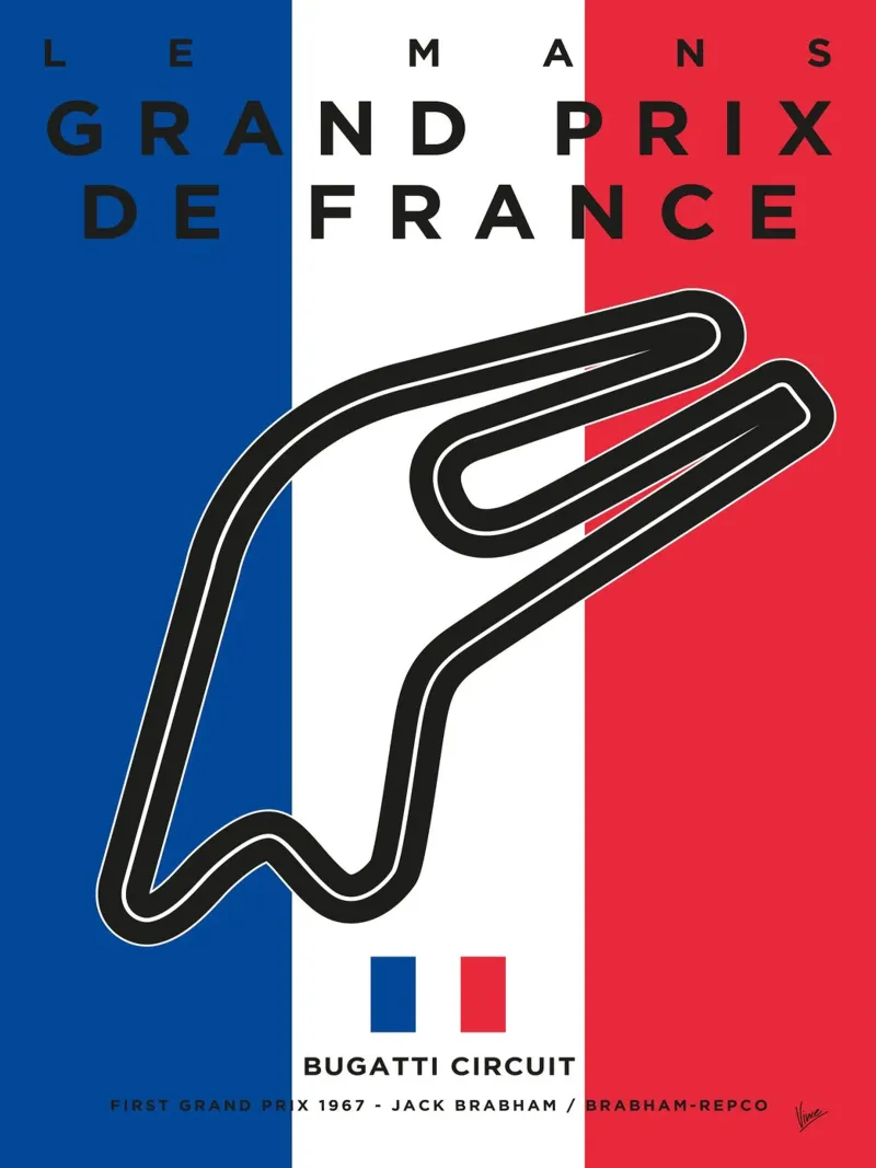 1967 F1 Le Mans Race Track carta hahnemühle da Formula Art