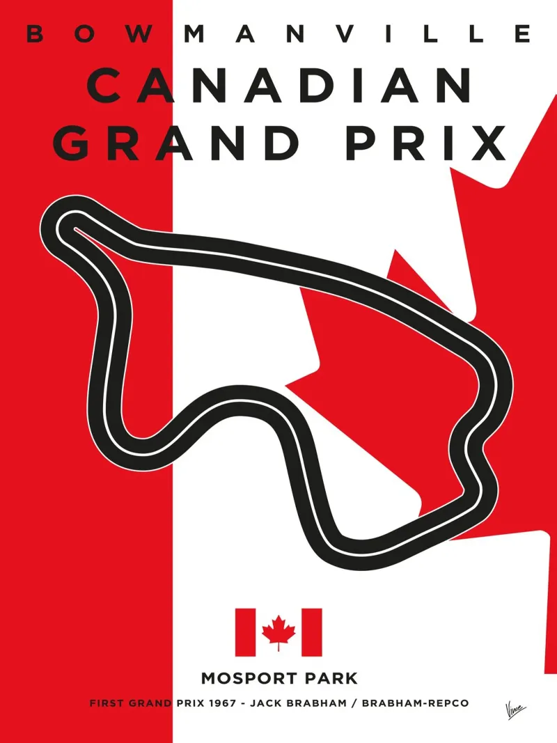 1967 F1 Mosport Park Race Track carta hahnemühle da Formula Art