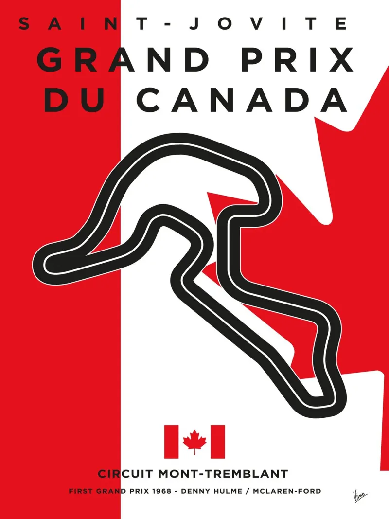 1968 F1 Mont Tremblant Race Track pellicola backlit da Formula Art
