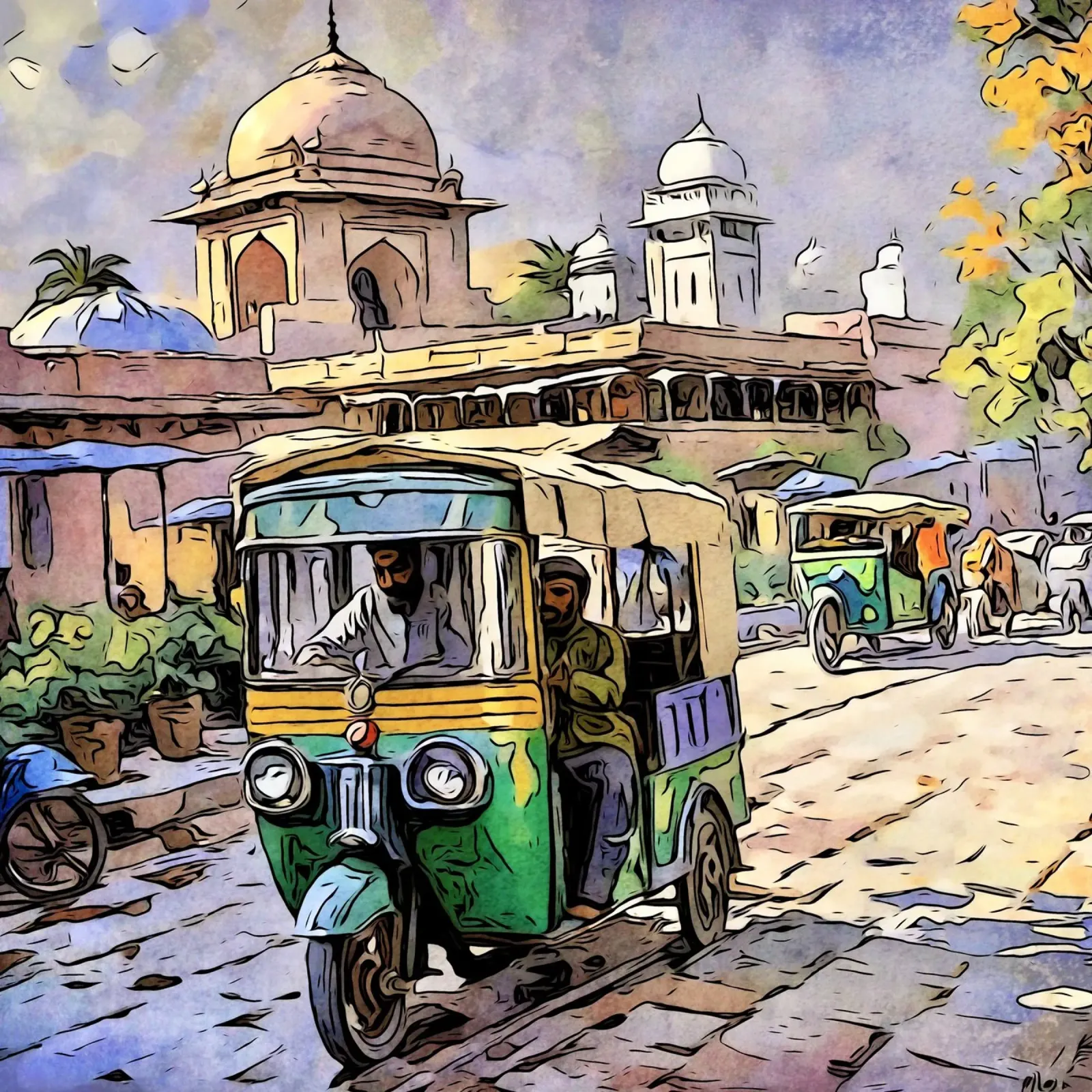India, motif 6 canvas with Floater frame by ZAMART