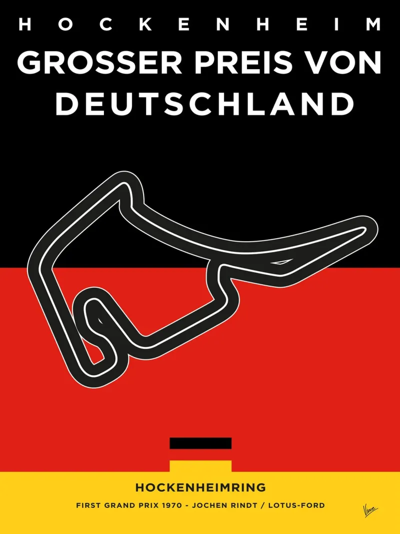 1970 F1 Hockenheimring Race Track carta hahnemühle da Formula Art