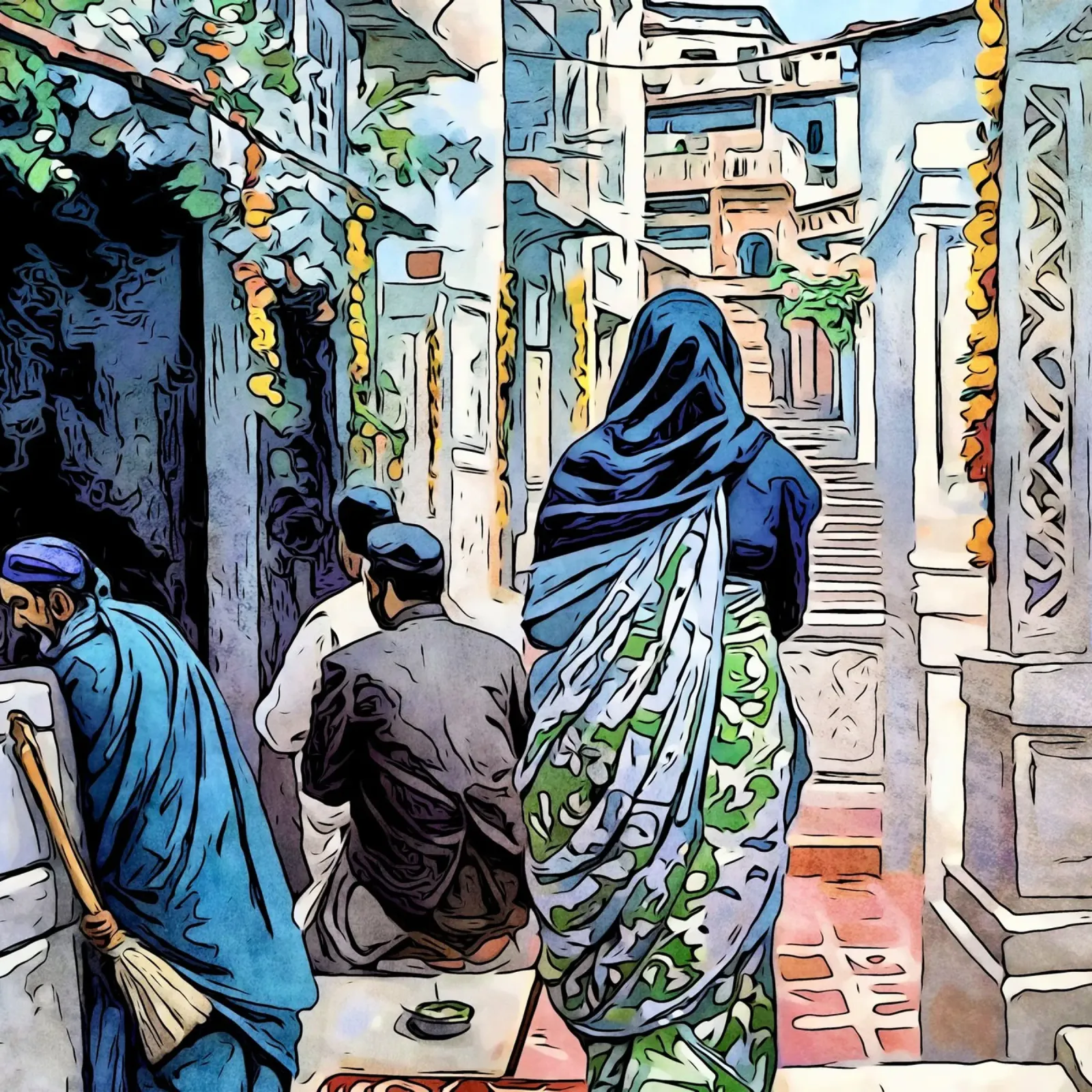 India, motif 7 canvas with Floater frame by ZAMART