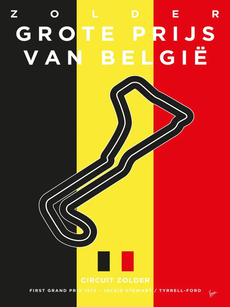1973 F1 Zolder Race Track pellicola backlit da Formula Art
