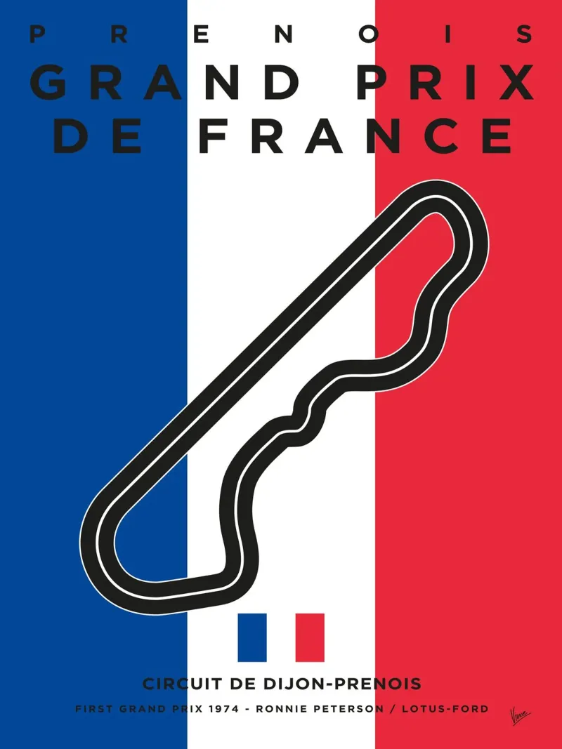 1974 F1 Dijon Race Track pellicola backlit da Formula Art