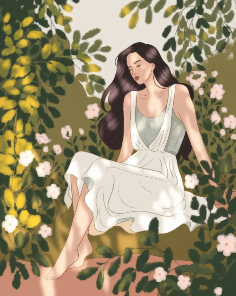 Repos serein dans un jardin toile de Atelier Tiga