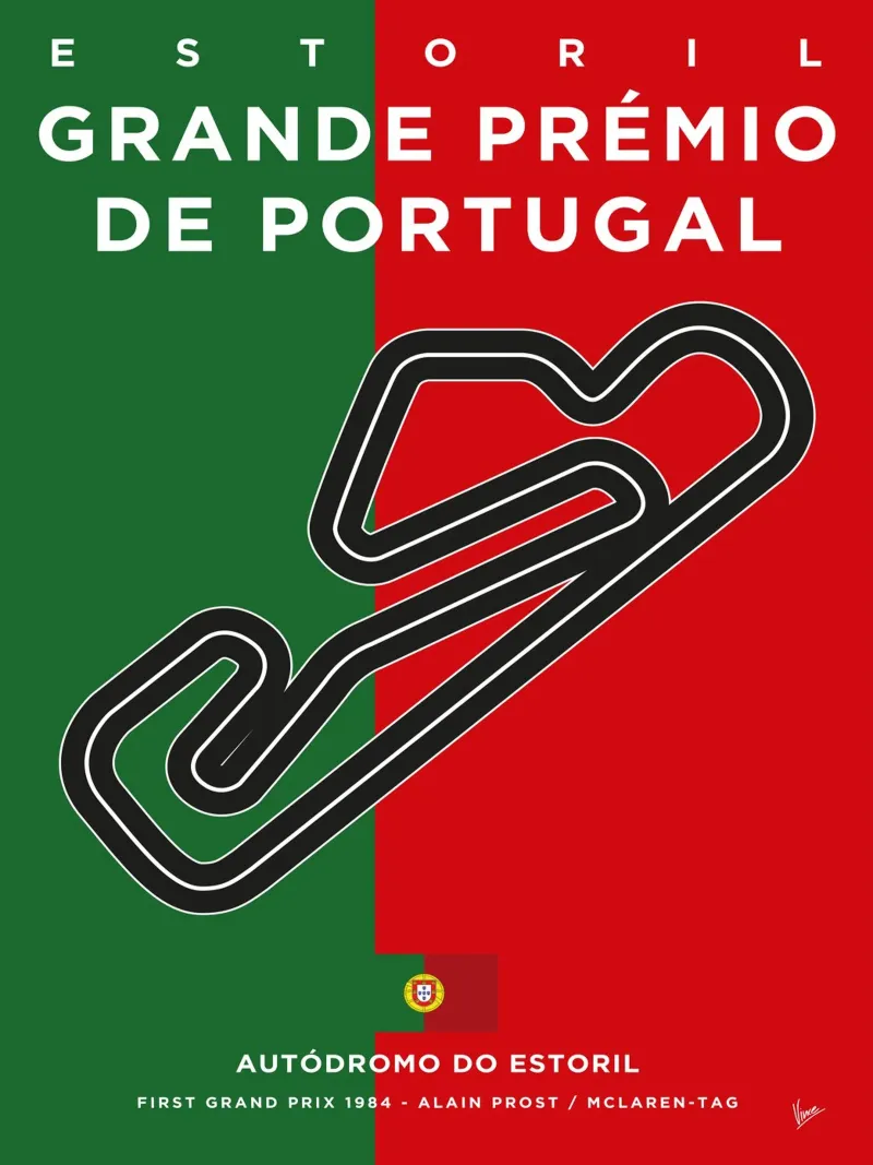 1984 F1 Estoril Race Track pellicola backlit da Formula Art