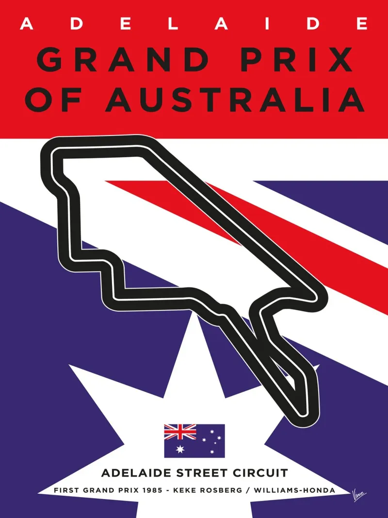 1985 F1 ADELAIDE Race Track pellicola backlit da Formula Art