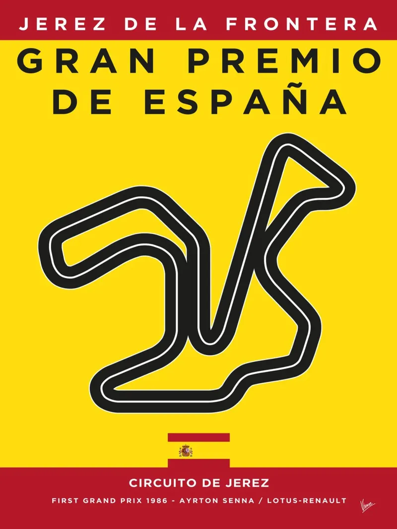 1986 F1 JEREZ Race Track pellicola backlit da Formula Art