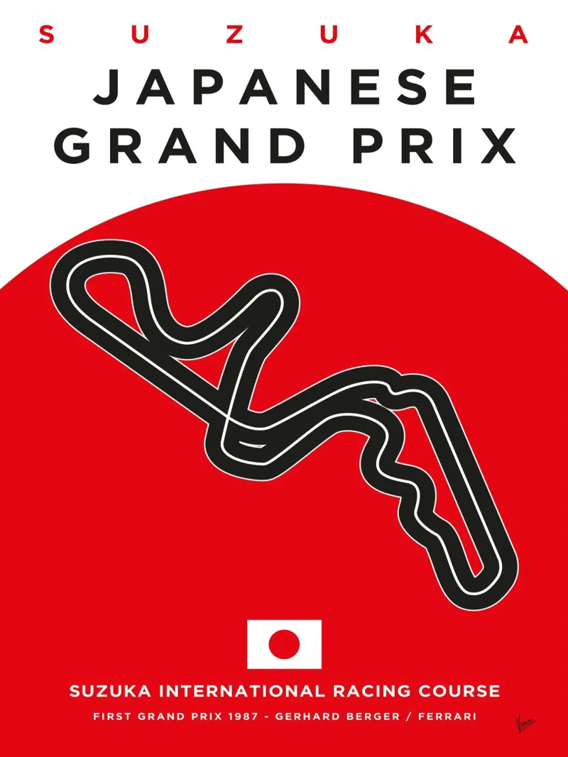 1987 F1 SUZUKA Race Track pellicola backlit da Formula Art