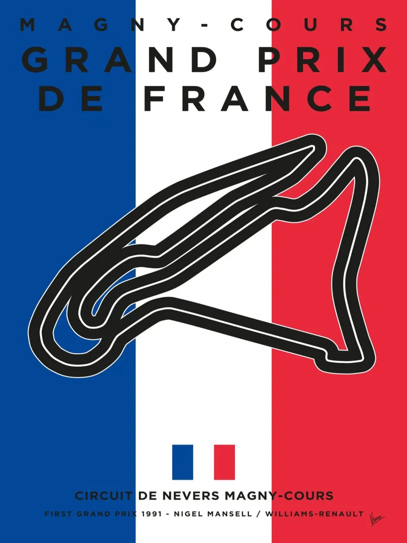 1991 F1 Magny-Cours Race Track pellicola backlit da Formula Art