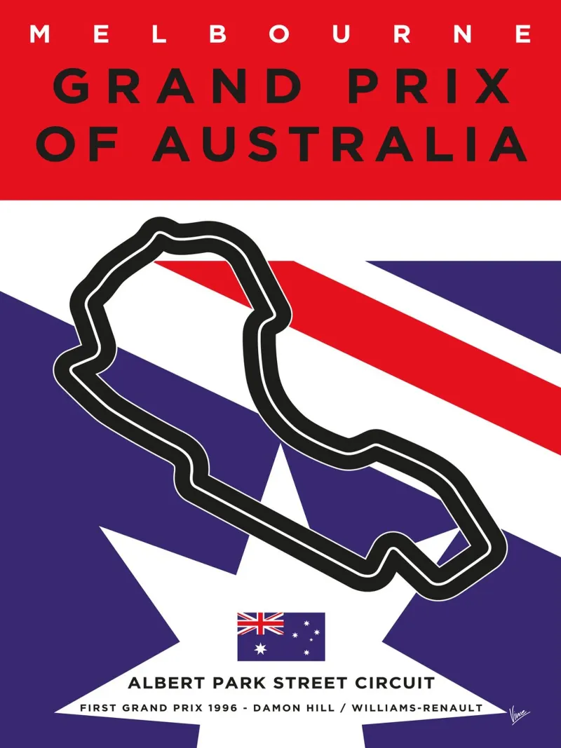 1996 F1 MELBOURNE Race Track pellicola backlit da Formula Art