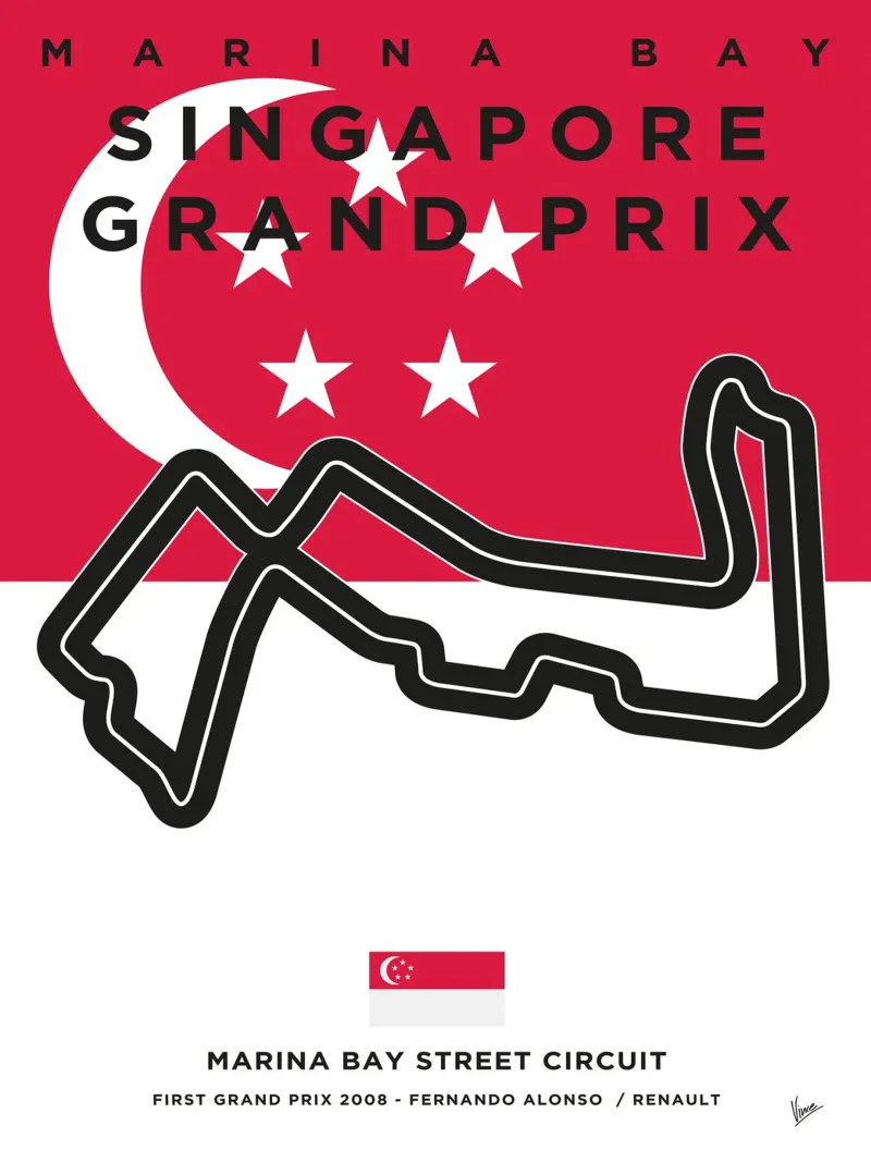 2008 F1 MARINA BAY Race Track pellicola backlit da Formula Art