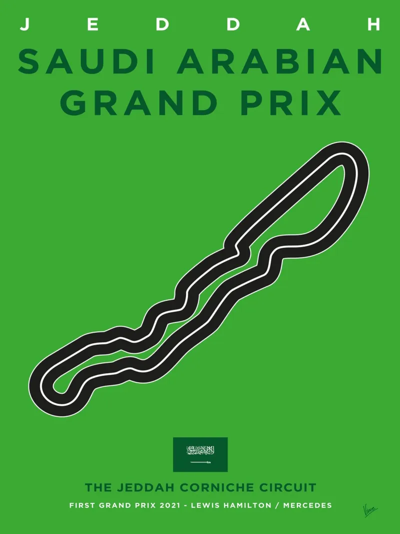 2021 F1 Jeddah Race Track pellicola backlit da Formula Art