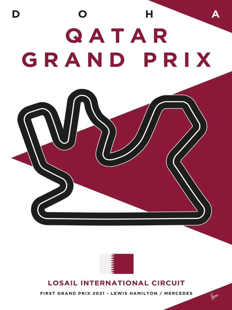 2021 F1 Losail Qatar Grand Prix Race Track pellicola backlit da Formula Art
