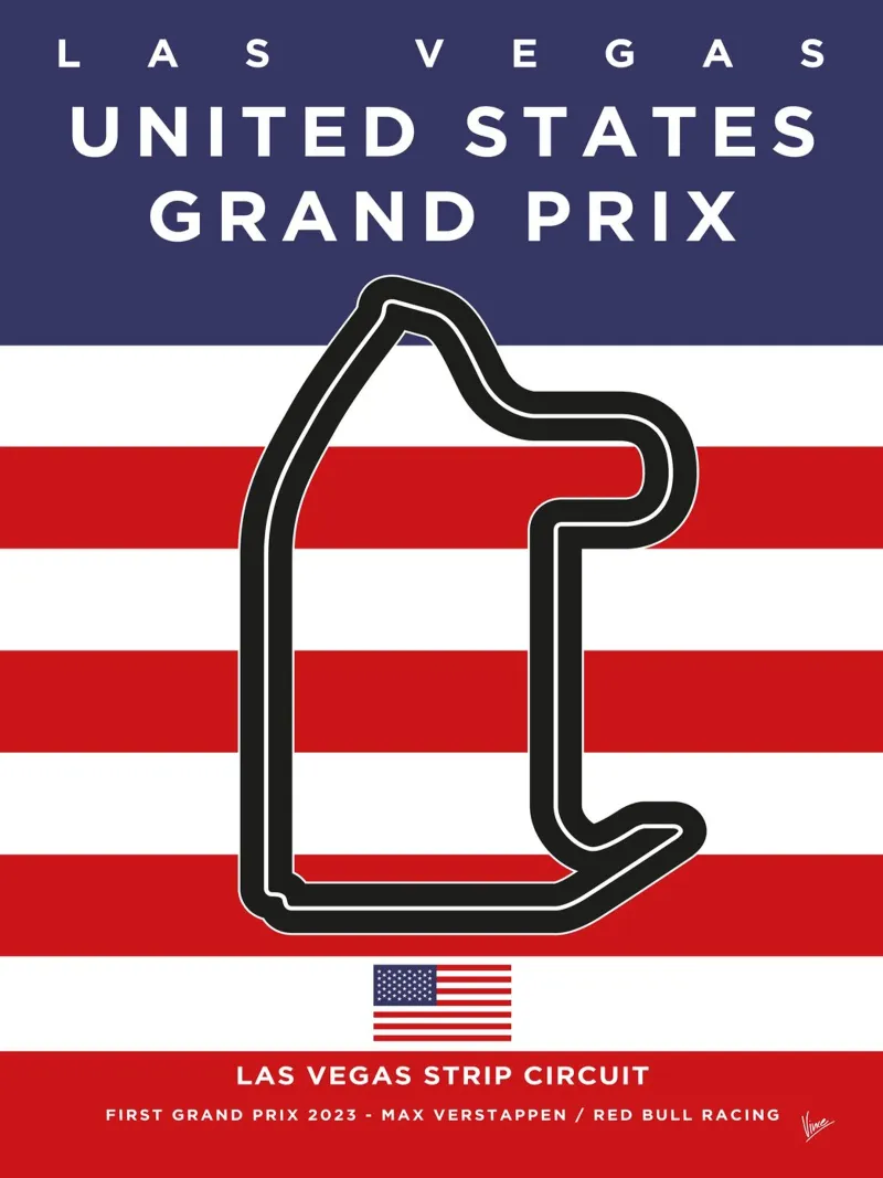 2023 F1 Las Vegas Race Track pellicola backlit da Formula Art