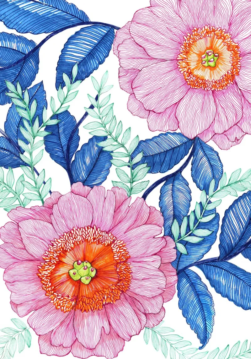 Fiori rosa poster con telaio in plastica da Pictufy Sun & Spirit