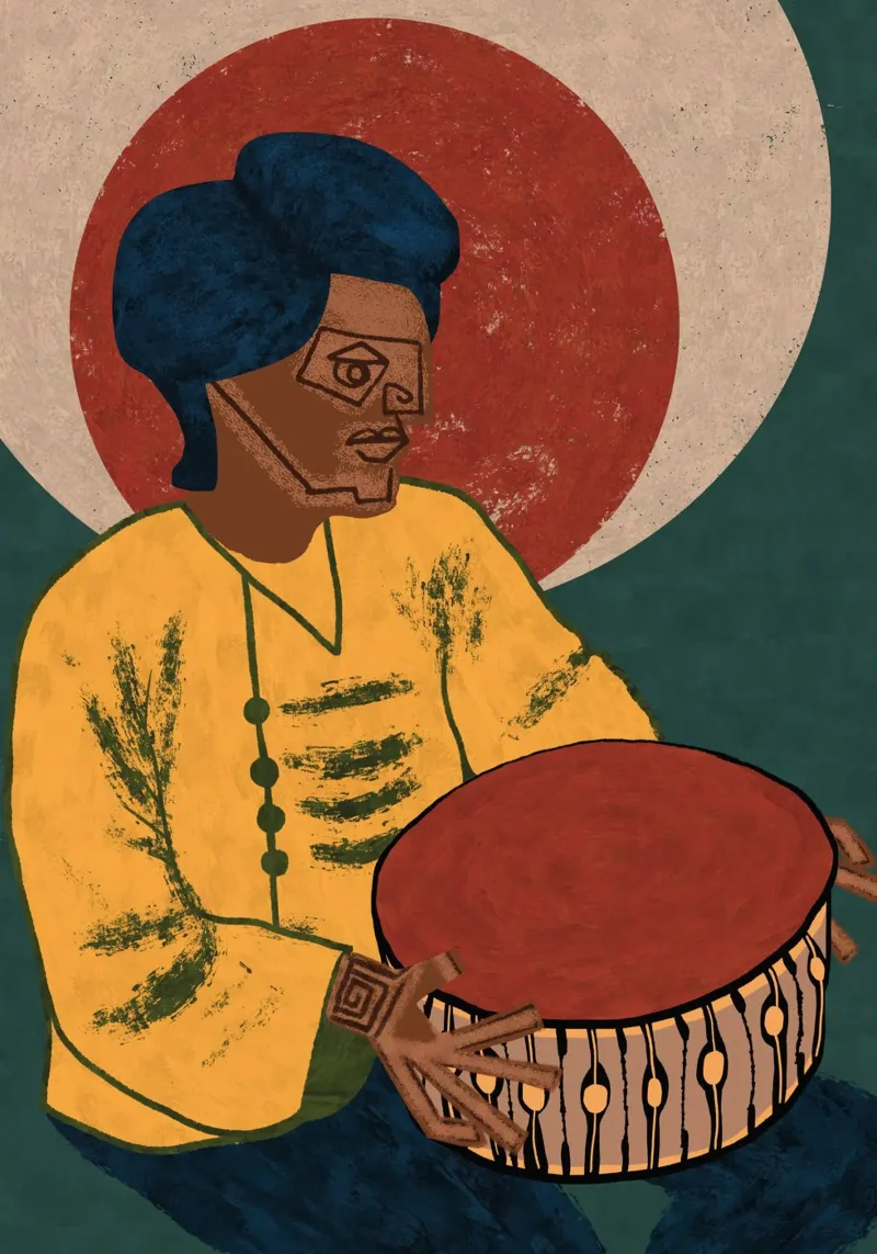 GUY MUSICISTA X poster con telaio in alluminio da Pictufy Sun & Spirit