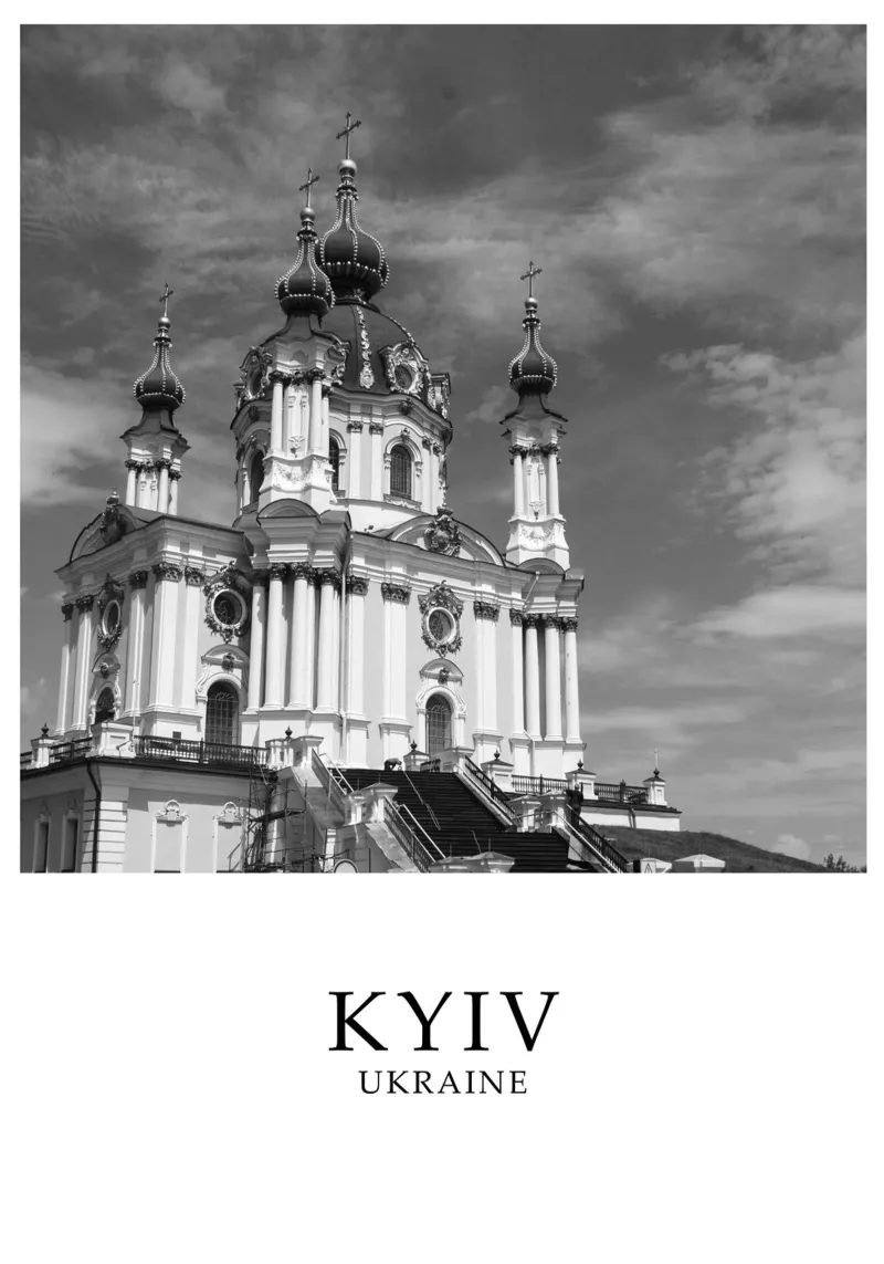 Kyiv Ukraine Scene Greyscale Alu-Dibond von Charnwood Prints