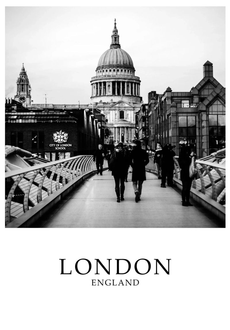 St Pauls Cathedral London Cityscape Scene Greyscale Poster von Charnwood Prints