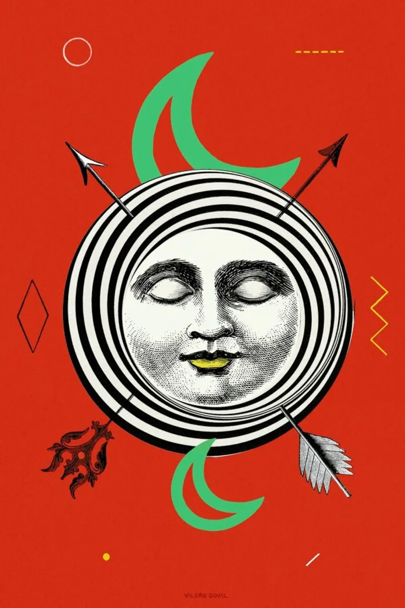 The Moon Tarot Card poster con telaio in legno da Kolorama