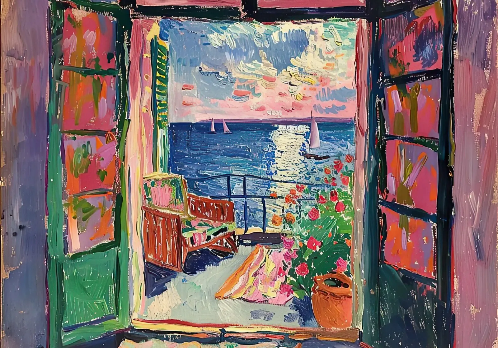 Matisse ispira "La promessa della luce poster con telaio in alluminio da Nikis Art Studio